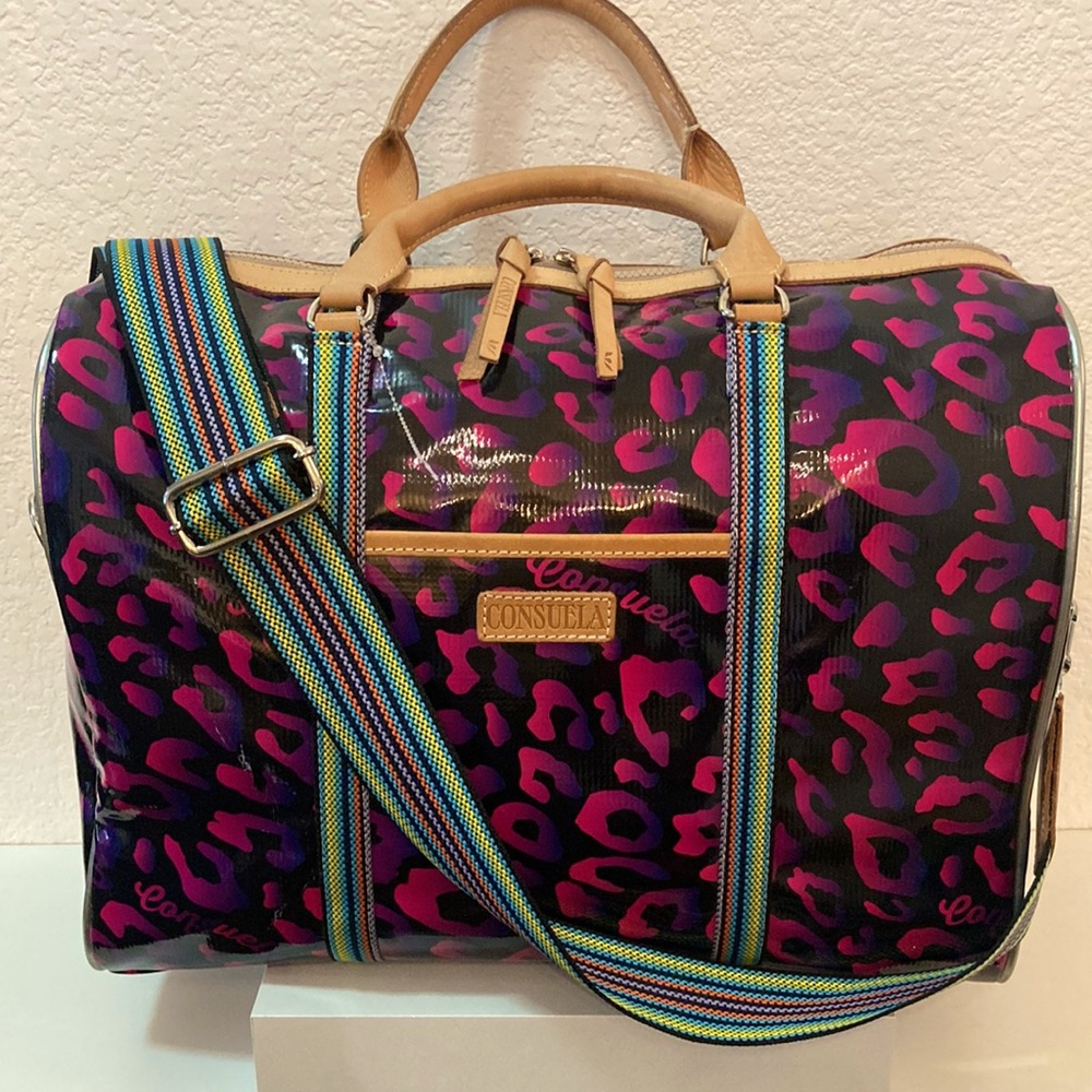 Consuela💜Pebbles Jetsetter The Pink Leopard Travel Bag (Retired Print Rare)